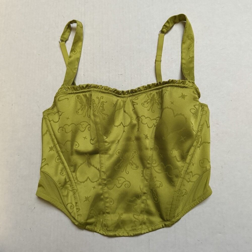 Savage x Fenty Heavenly Satin Bustier Womens Small Green Whimsy Fairy Romantic